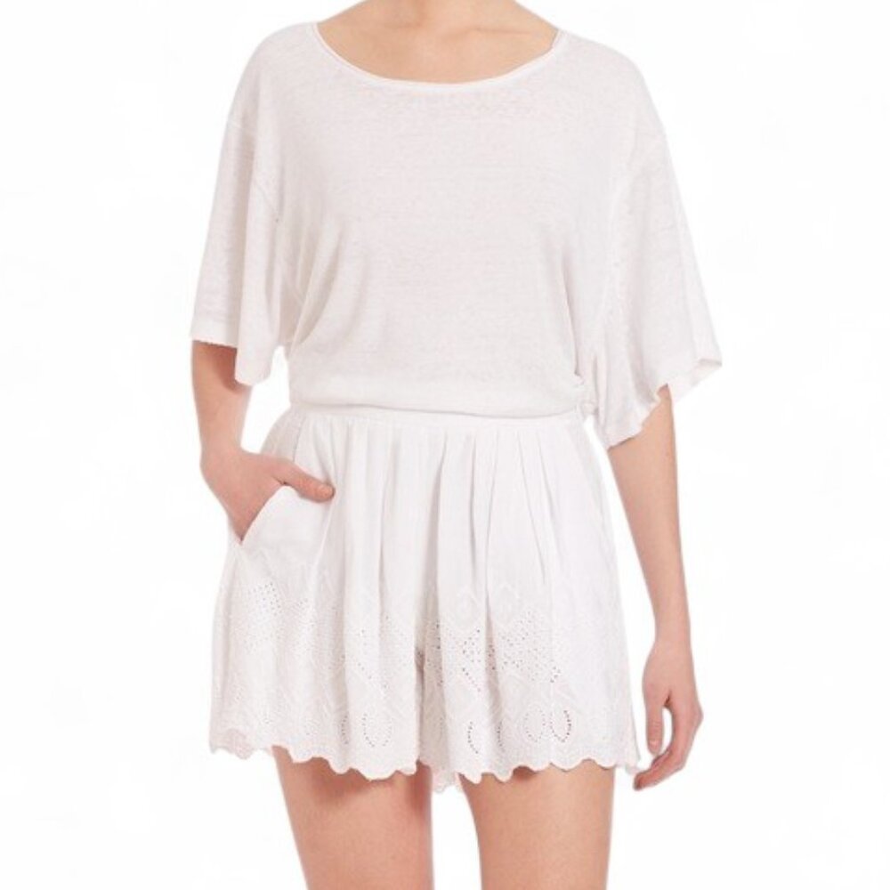 Free People Sz 2 ‘Azalea’ High-Waisted A-Line White Eyelet Shorts - Picture 2 of 8